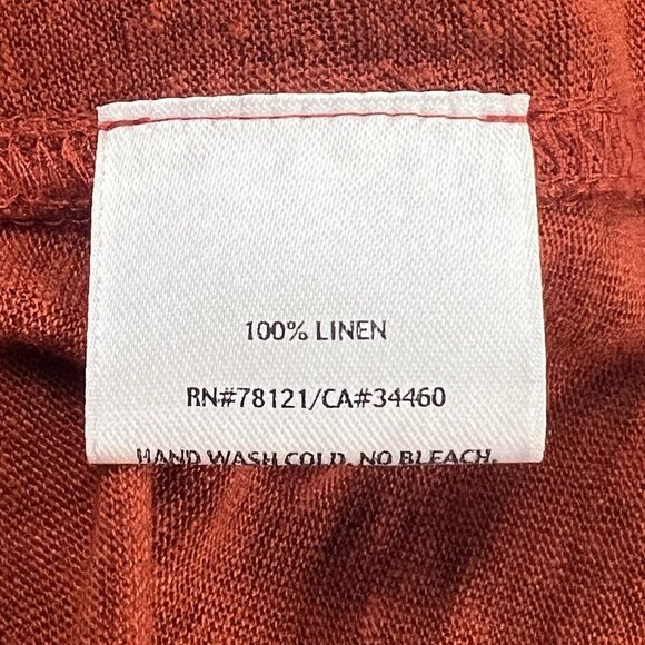 Eileen Fisher Size Small Linen Burnt Orange Oversized Racerback Tank Top Pockets - Picture 6 of 8